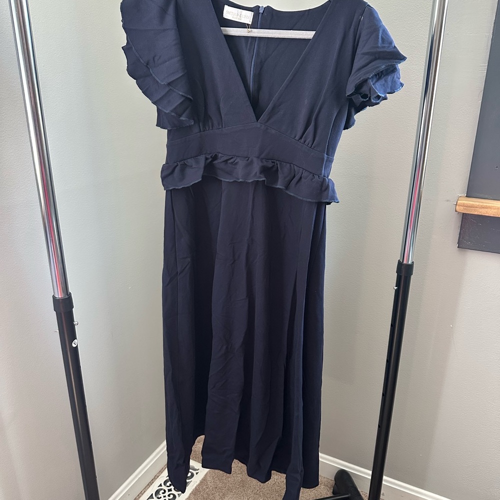 Smith and Quinn Elegant Navy Blue Ruffle Dress